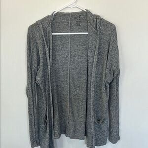 Gray Hooded Cardigan